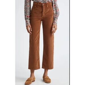 Veronica Beard Crosbie Wide Leg Crop Corduroy High Rise Pant Ochre Size 32 NWT